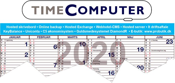 TimeComputer kalender 2020